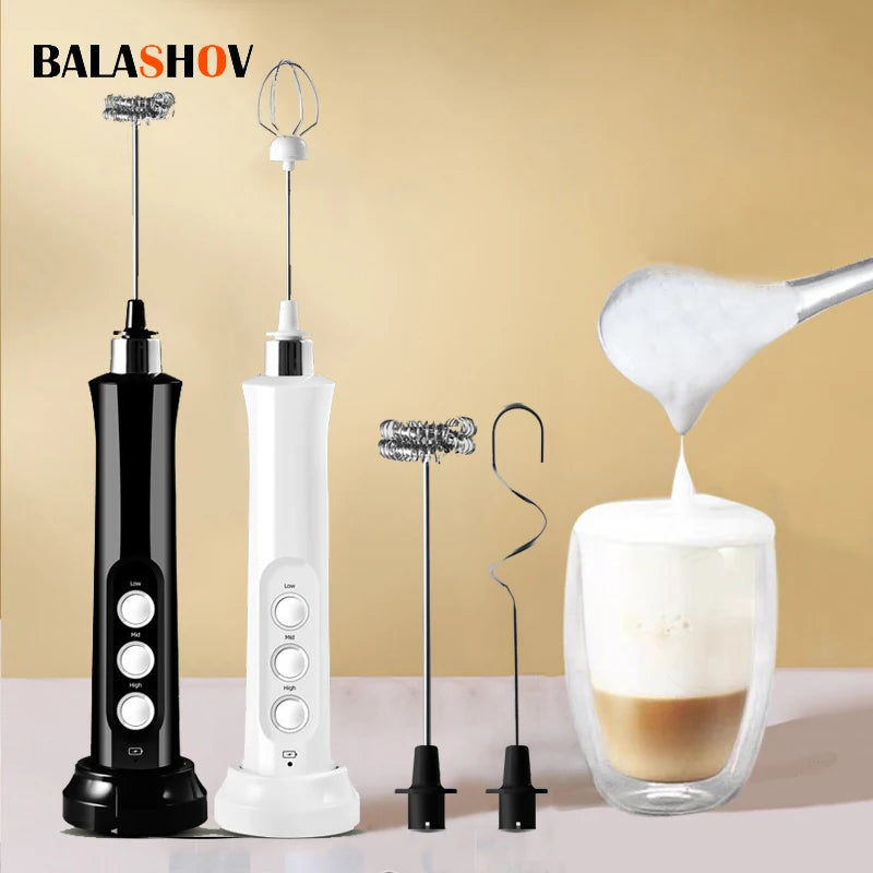 3 In 1 Portable Electric Milk Foam Maker & other purposes Handheld Rechargeable Foamier High Speeds Drink Mixer Coffee Frothing Wand..