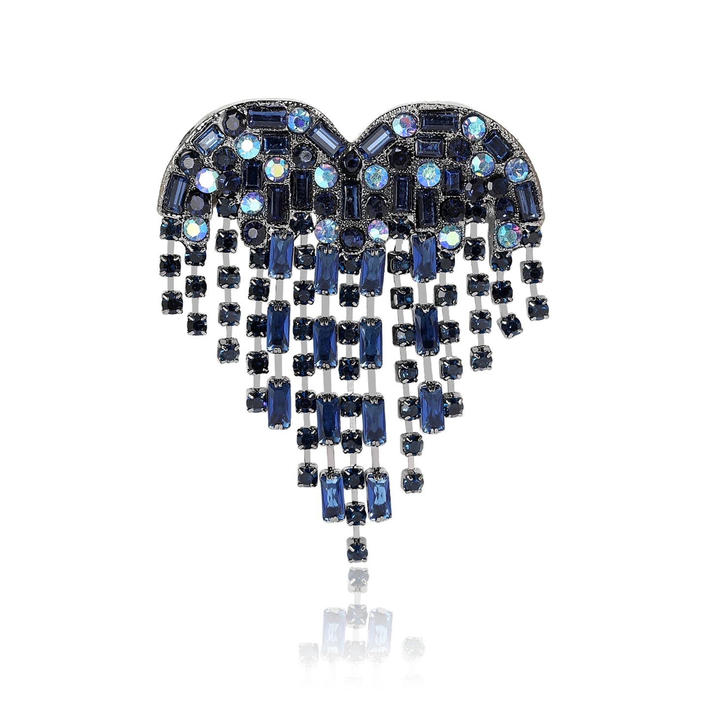 Trendy Shiny Tassel Love Brooches for Women Heart Pins Party Casual Lapel Pin Accessory Gift Multi-color Available