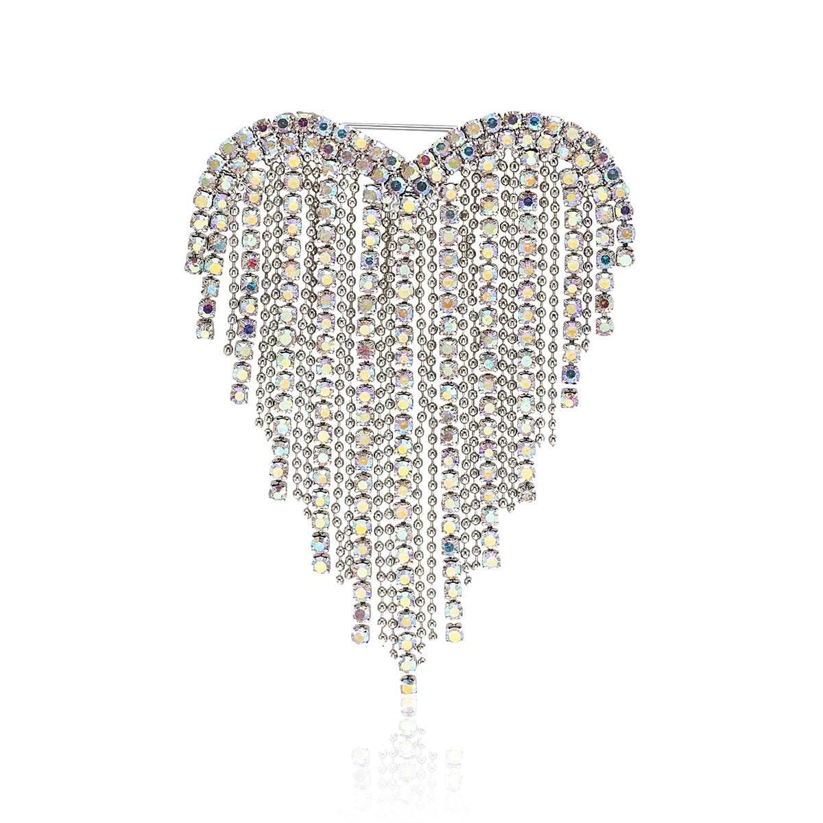 Trendy Shiny Tassel Love Brooches for Women Heart Pins Party Casual Lapel Pin Accessory Gift Multi-color Available