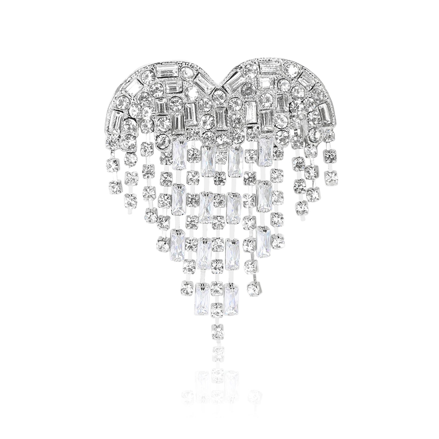 Trendy Shiny Tassel Love Brooches for Women Heart Pins Party Casual Lapel Pin Accessory Gift Multi-color Available