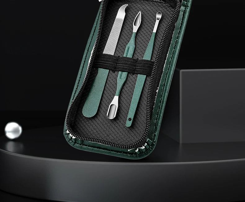 Portable Manicure Sets Pedicure Kits Bright Black Nail Clipper Set Personal Care Tools Eyebrow Scissors
