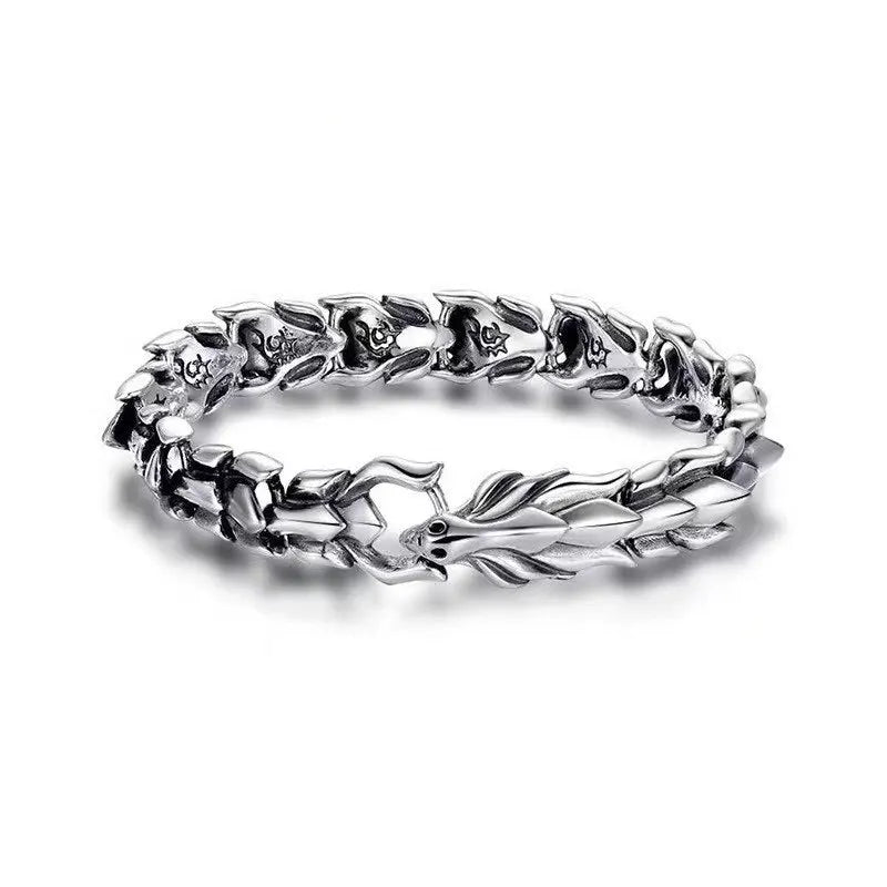 1 Pcs Vintage Dragon Pattern Bone Chain 19cm-22cm Bracelet