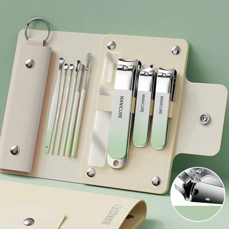 Portable Manicure Sets Pedicure Kits Bright Black Nail Clipper Set Personal Care Tools Eyebrow Scissors
