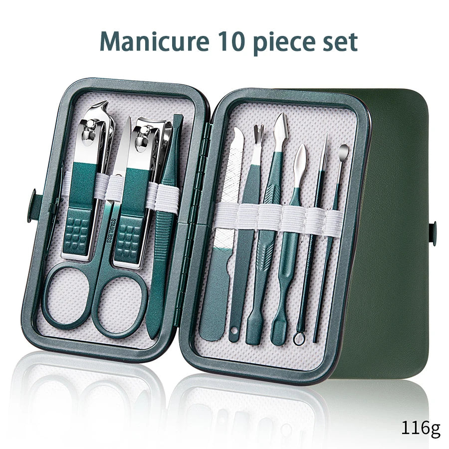 Portable Manicure Sets Pedicure Kits Bright Black Nail Clipper Set Personal Care Tools Eyebrow Scissors