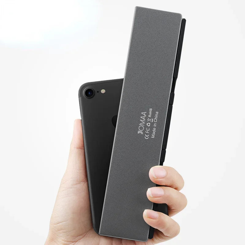 Foldable Bluetooth Keyboard Rechargeable Keyboard Mini Folding Wireless Keyboard Aluminum Keypad With Stand For Phone