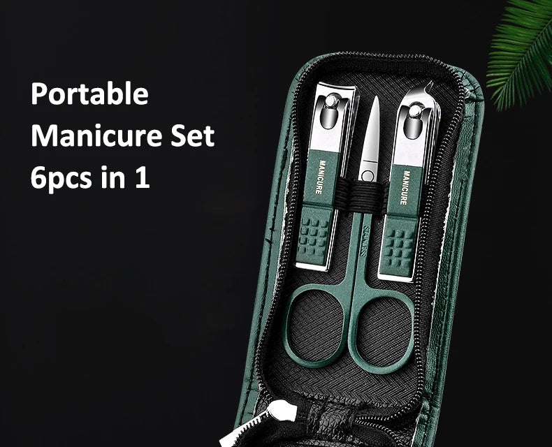 Portable Manicure Sets Pedicure Kits Bright Black Nail Clipper Set Personal Care Tools Eyebrow Scissors