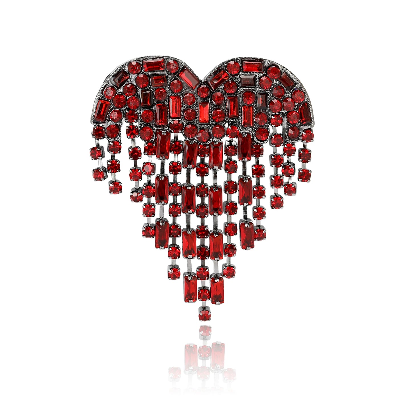 Trendy Shiny Tassel Love Brooches for Women Heart Pins Party Casual Lapel Pin Accessory Gift Multi-color Available