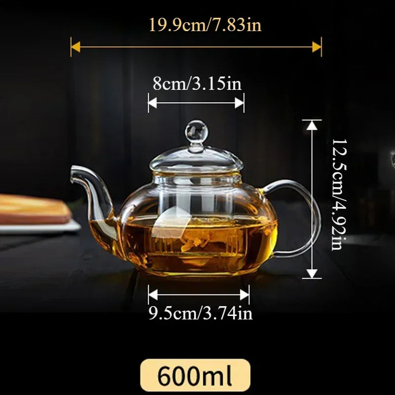 Heat-resistant Glass Household Transparent Teapot with Infuser Tea Leaf Herbal Coffee Pot Sets High Quality Jasmine Tea Teaware