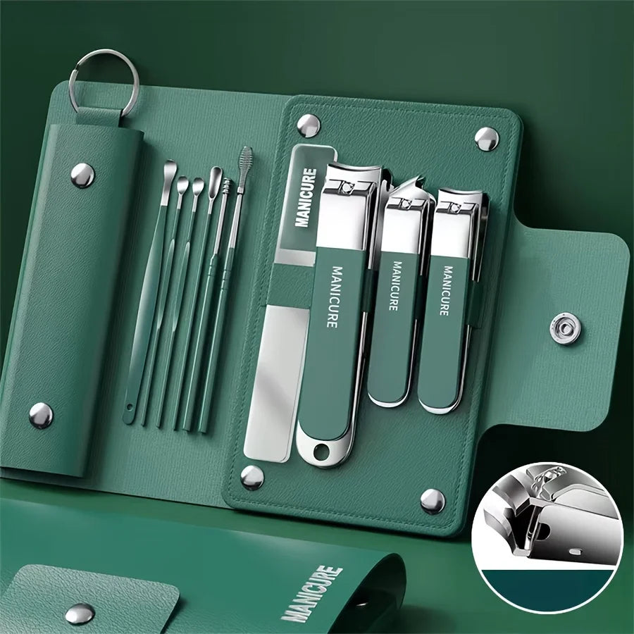 Portable Manicure Sets Pedicure Kits Bright Black Nail Clipper Set Personal Care Tools Eyebrow Scissors