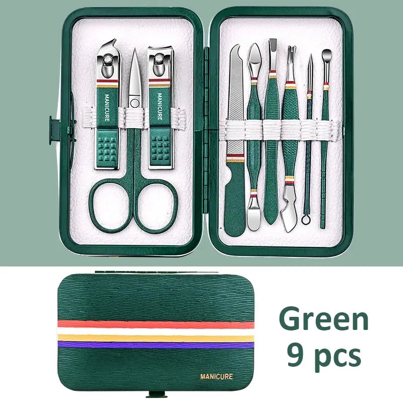 Portable Manicure Sets Pedicure Kits Bright Black Nail Clipper Set Personal Care Tools Eyebrow Scissors