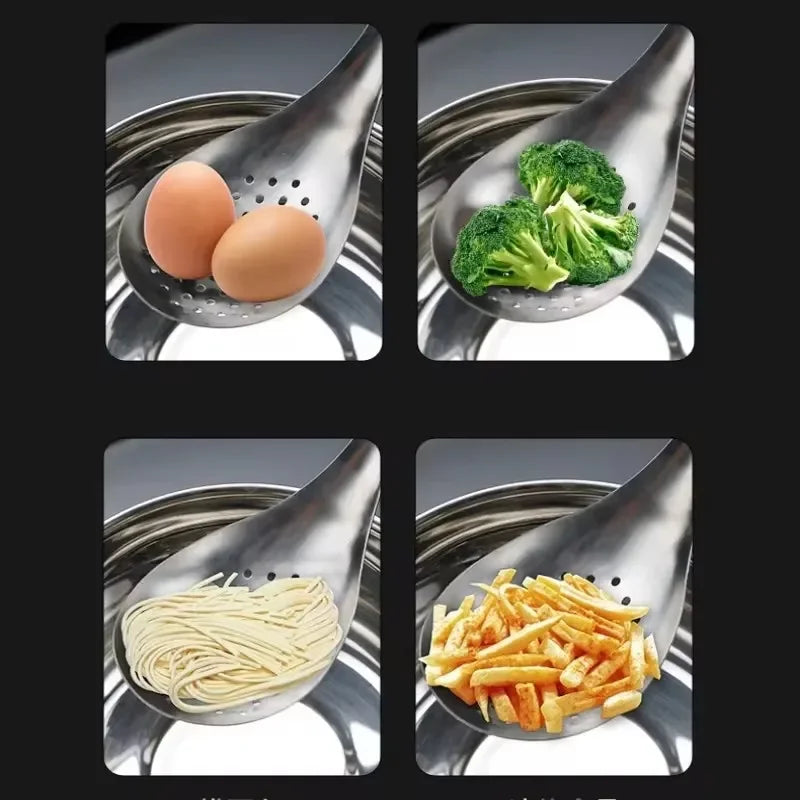 304 Stainless Steel Strainer Spoon Kitchen Colander Spoon Spoon Filter Strainer Food Scoop!!