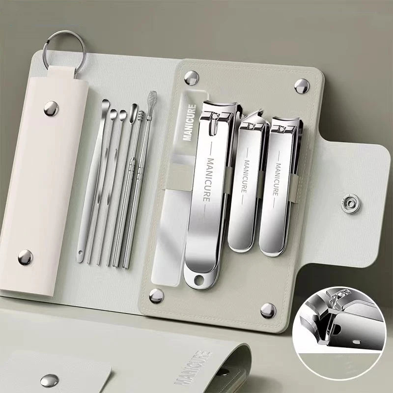 Portable Manicure Sets Pedicure Kits Bright Black Nail Clipper Set Personal Care Tools Eyebrow Scissors