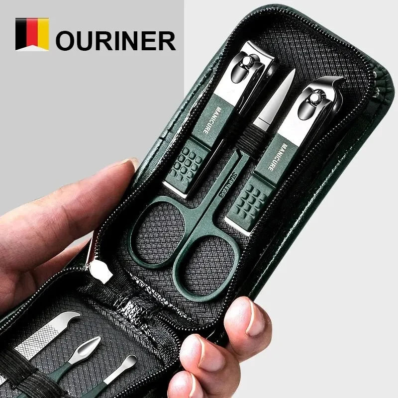Portable Manicure Sets Pedicure Kits Bright Black Nail Clipper Set Personal Care Tools Eyebrow Scissors