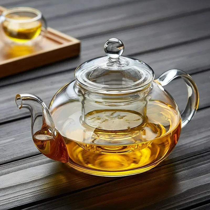 Heat-resistant Glass Household Transparent Teapot with Infuser Tea Leaf Herbal Coffee Pot Sets High Quality Jasmine Tea Teaware