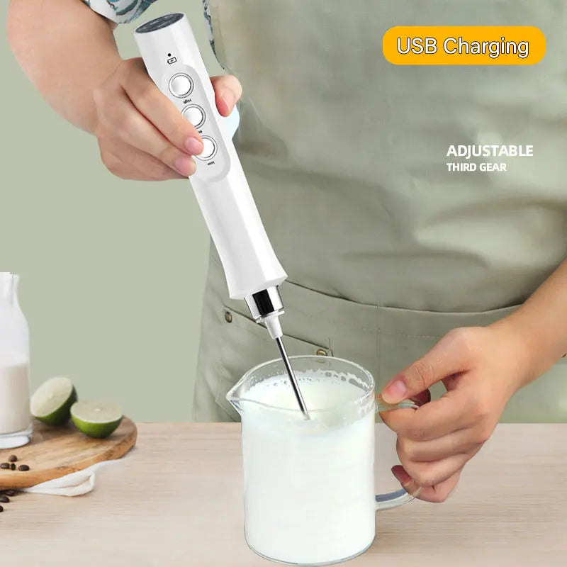 3 In 1 Portable Electric Milk Foam Maker & other purposes Handheld Rechargeable Foamier High Speeds Drink Mixer Coffee Frothing Wand..