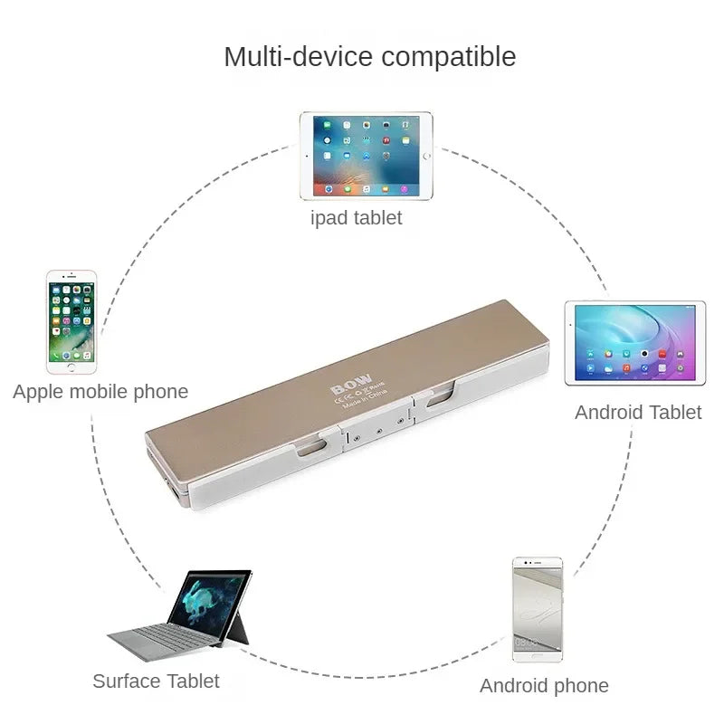 Foldable Bluetooth Keyboard Rechargeable Keyboard Mini Folding Wireless Keyboard Aluminum Keypad With Stand For Phone
