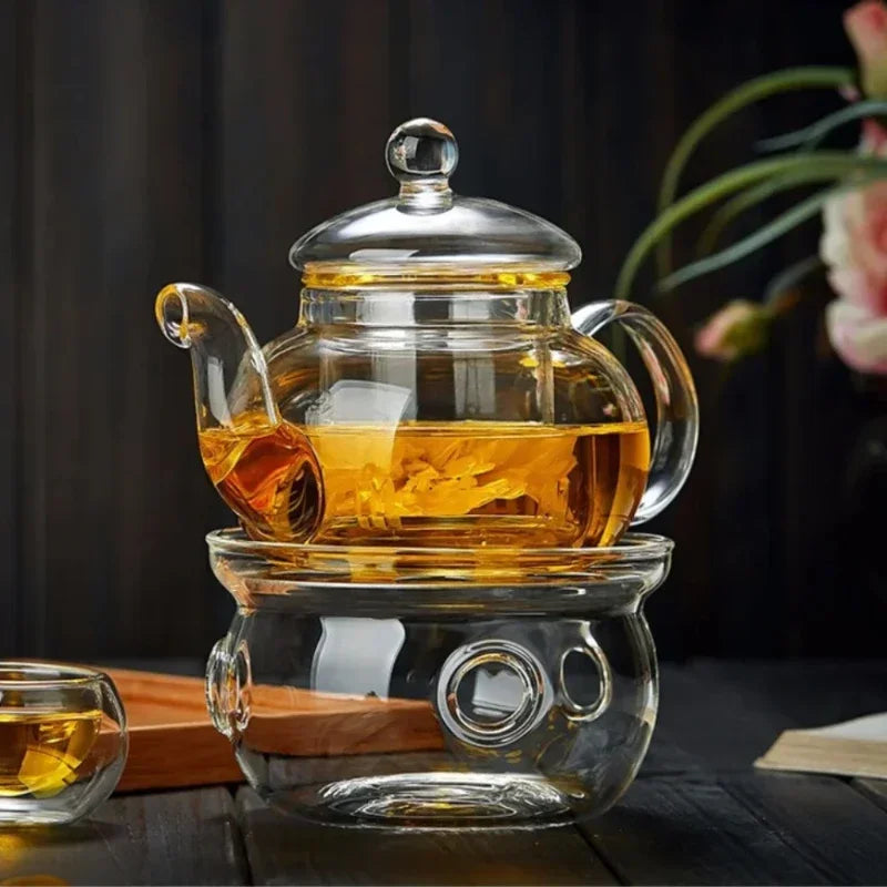 Heat-resistant Glass Household Transparent Teapot with Infuser Tea Leaf Herbal Coffee Pot Sets High Quality Jasmine Tea Teaware