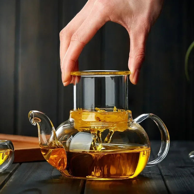 Heat-resistant Glass Household Transparent Teapot with Infuser Tea Leaf Herbal Coffee Pot Sets High Quality Jasmine Tea Teaware