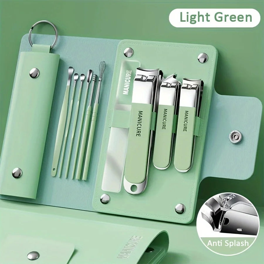 Portable Manicure Sets Pedicure Kits Bright Black Nail Clipper Set Personal Care Tools Eyebrow Scissors
