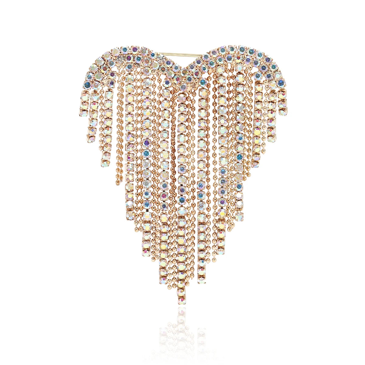 Trendy Shiny Tassel Love Brooches for Women Heart Pins Party Casual Lapel Pin Accessory Gift Multi-color Available