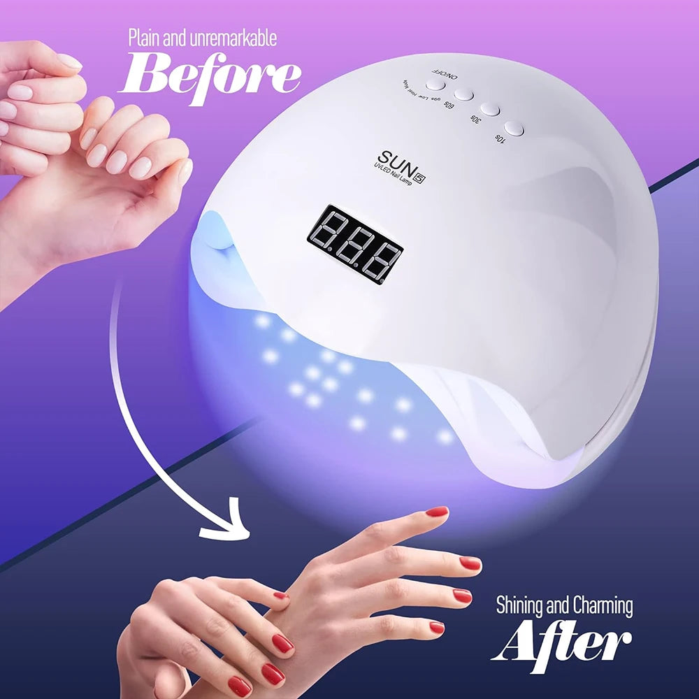 YIKOOLIN SUN5 48W Led Uv Lamp For Nails Drying With 4 Timers Automatic Sensor All Gel Professional Nail Art Tools Accessories