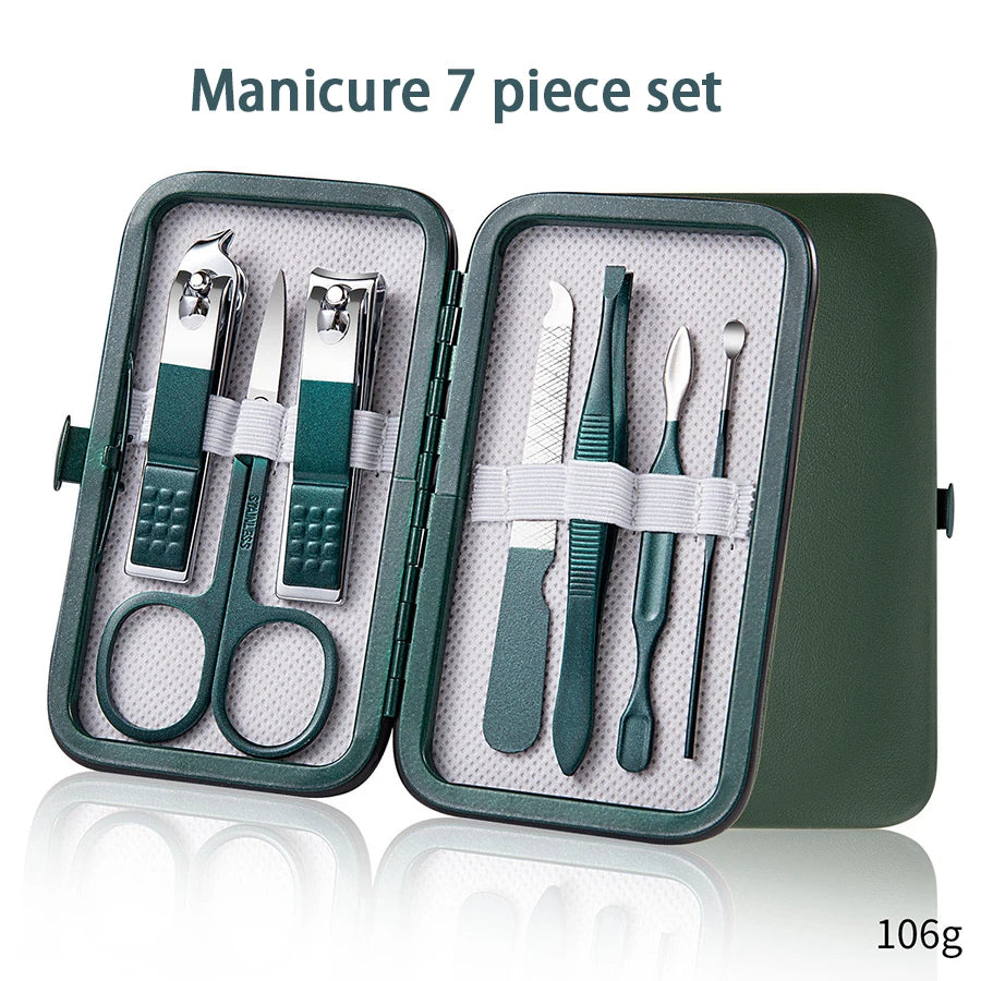 Portable Manicure Sets Pedicure Kits Bright Black Nail Clipper Set Personal Care Tools Eyebrow Scissors