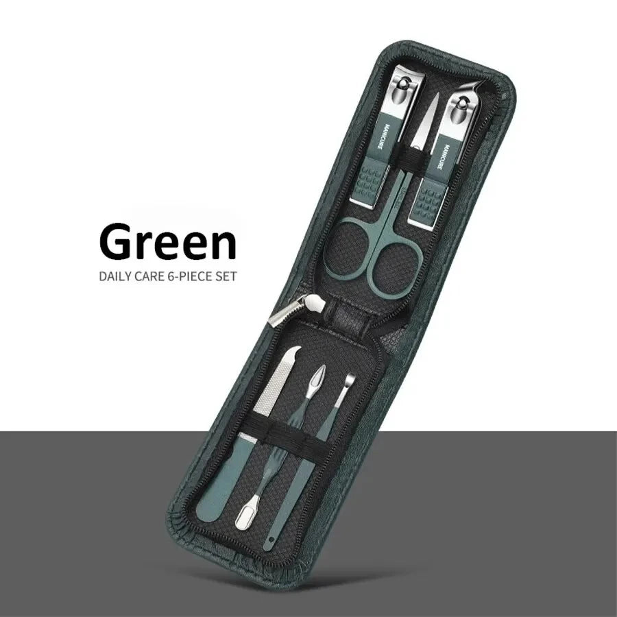 Portable Manicure Sets Pedicure Kits Bright Black Nail Clipper Set Personal Care Tools Eyebrow Scissors