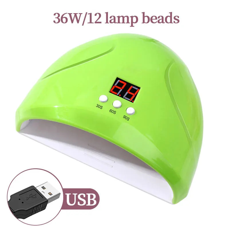 USB Nail Phototherapy Machine Nail Lamp 12 UV LEDs Light Curing 36W Nail Polish Gel Infrared Sensor Machine Nail Art