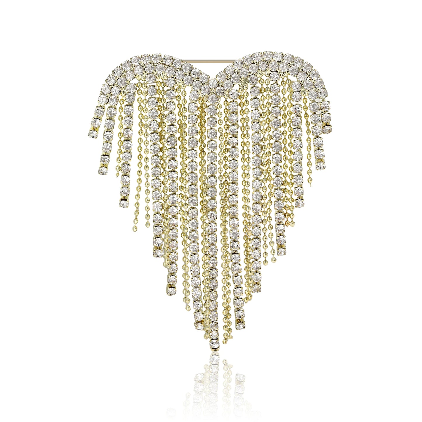 Trendy Shiny Tassel Love Brooches for Women Heart Pins Party Casual Lapel Pin Accessory Gift Multi-color Available