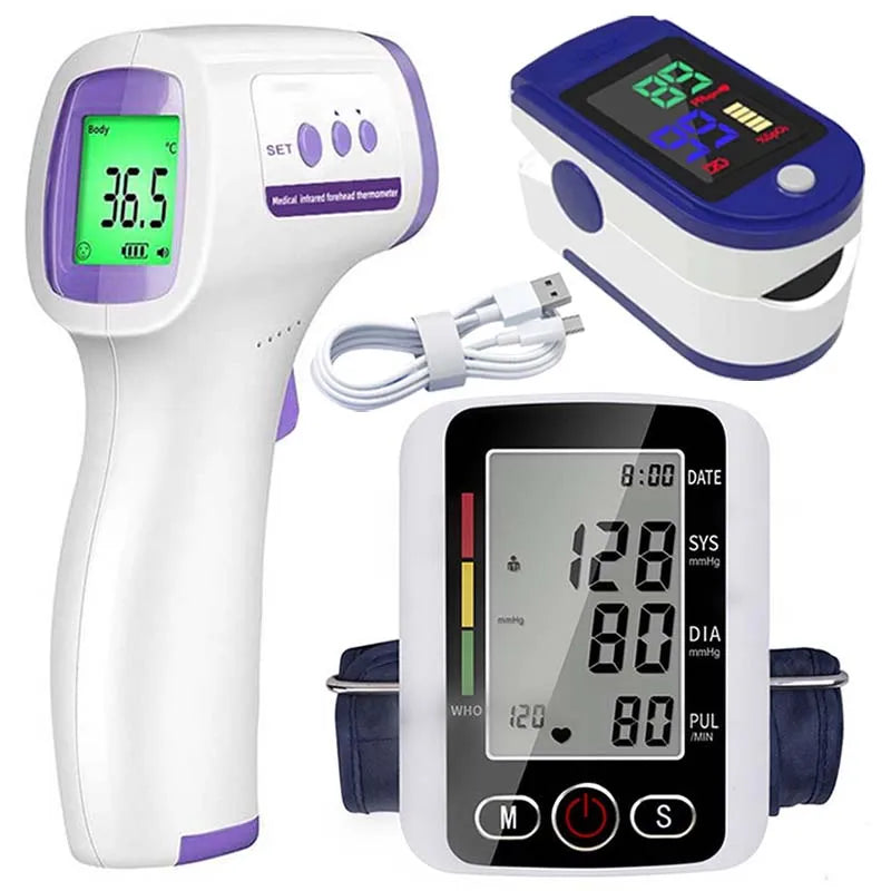 LCD Portable Health Care Pulse Meter BP Monitor Automatic Digital Arm Blood Pressure Monitor Tonometer Meter Sphygmomanometer