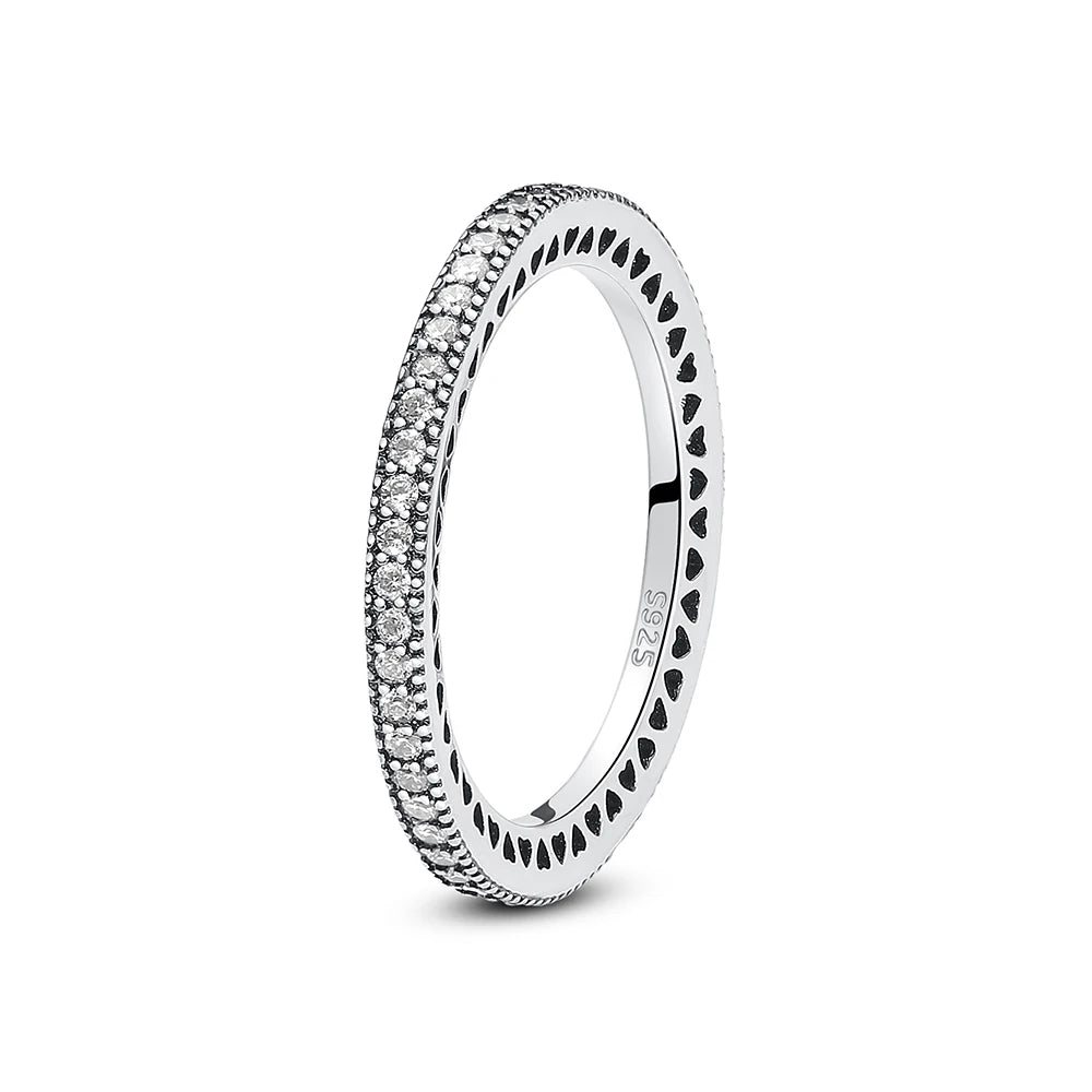 Original 925 Sterling Silver Rings For Women Crown Love Heart Sun Moon Engagement Wedding Rose Gold Pave CZ Ring Luxury Jewelry