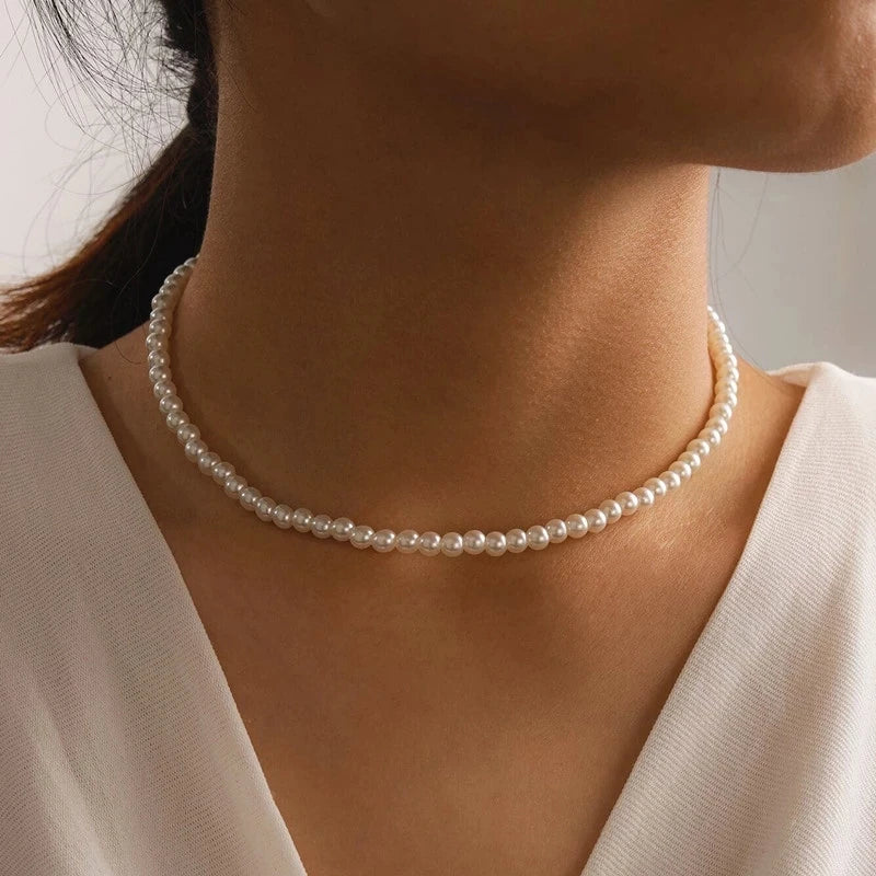 New Simple Imitation Freshwater Pearl Chain Necklaces For Women Wedding Love Gifts Necklace Fashion Glamour Jewelry Gifts