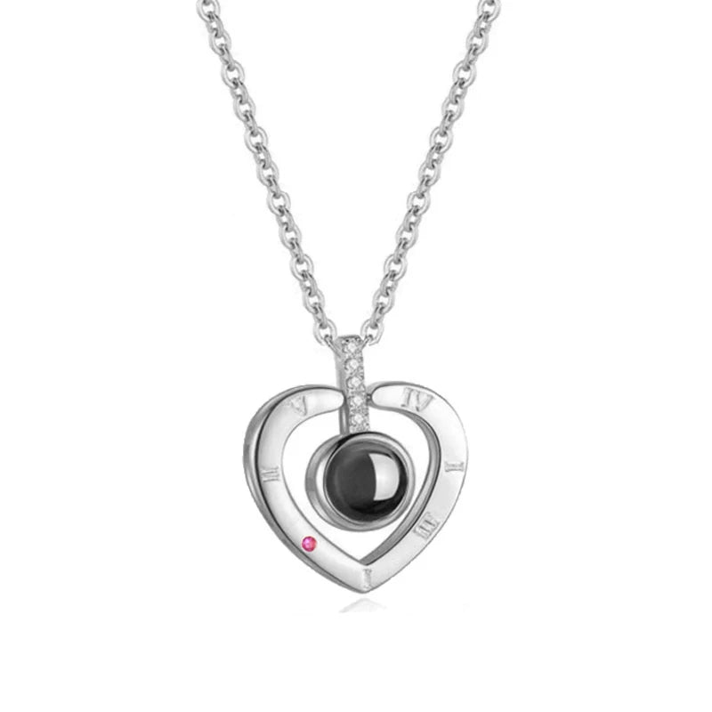 Love Heart Necklace 100 Languages I Love You Projection Pendant Jewelry For Mom Girlfriend Birthday Christmas Romantic Gifts