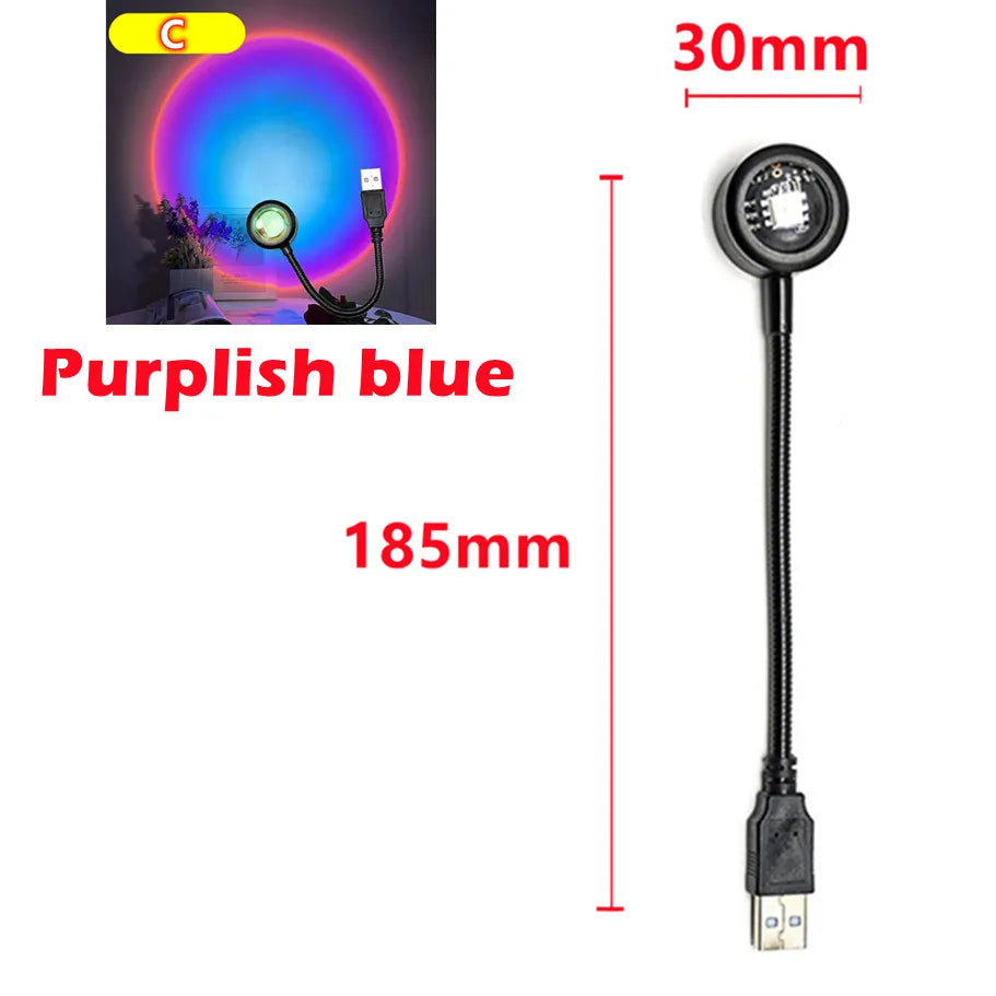 Led USB Sunset Lamp Projector Home Decor Night Light Portable Mood Light For Living Room Wall Photography Neon Lights