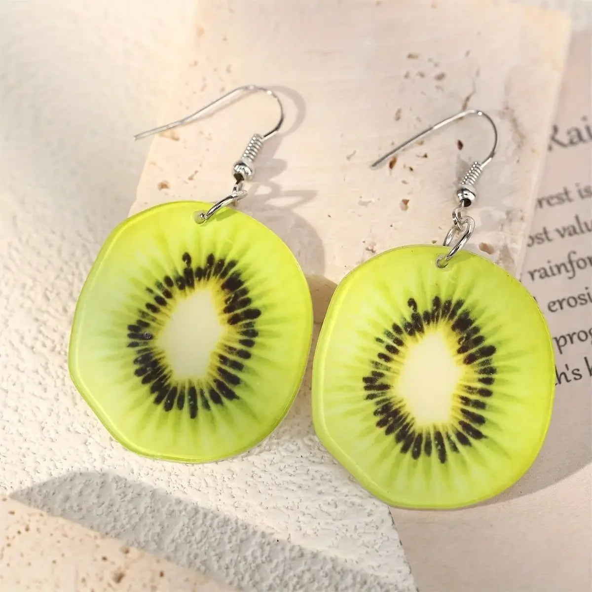 Trendy Summer Fruit Watermelon Kiwifruit Acrylic Earrings for Women Dangle Jewelry Ear Drop Exaggerated Party Decoration Gift