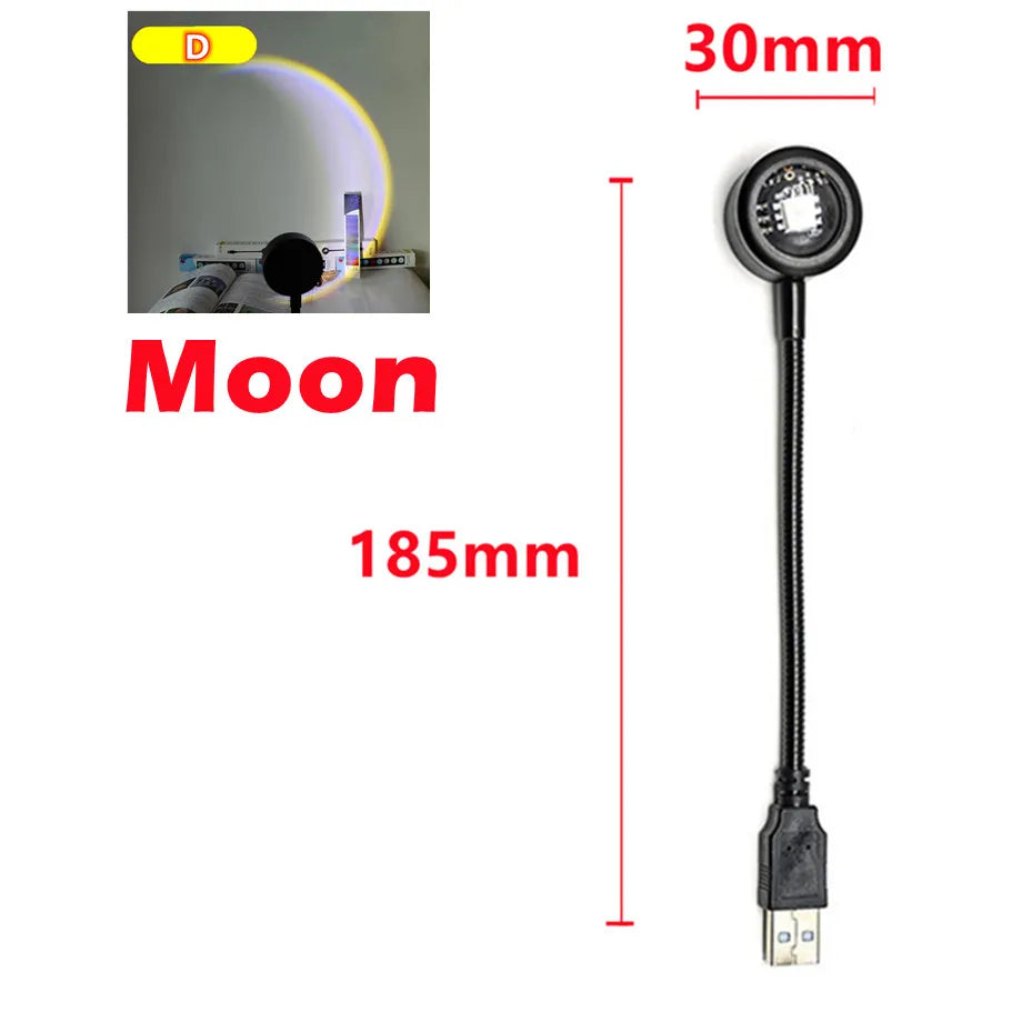 Led USB Sunset Lamp Projector Home Decor Night Light Portable Mood Light For Living Room Wall Photography Neon Lights
