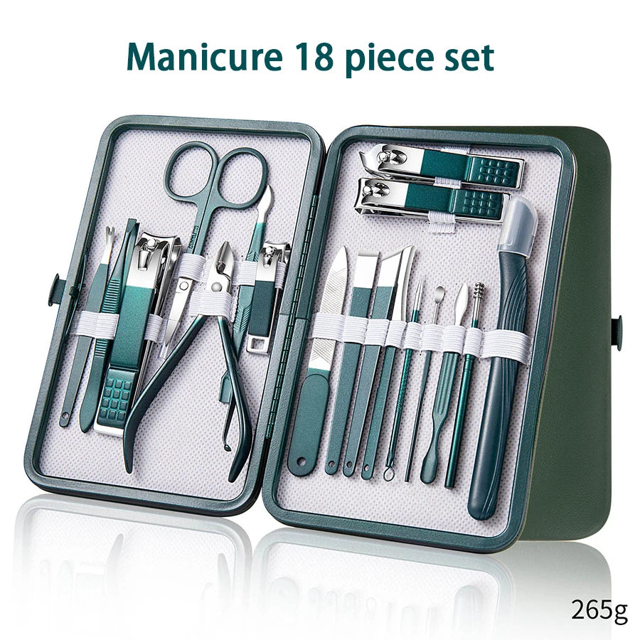 Portable Manicure Sets Pedicure Kits Bright Black Nail Clipper Set Personal Care Tools Eyebrow Scissors