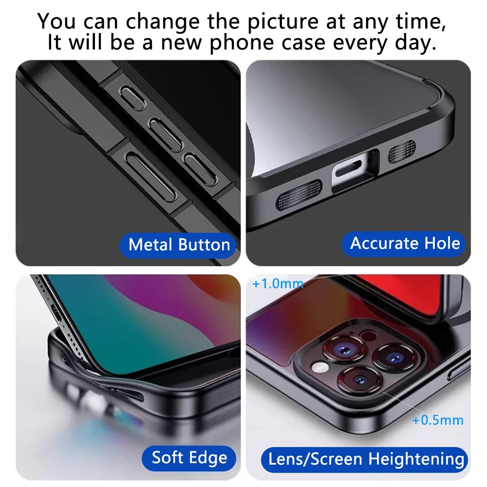 Screen Phone Case For Iphone 13 14 15 Pro Max Smart DIY Can Change Picture NFC refesh Phone Protective Cover Battery Free