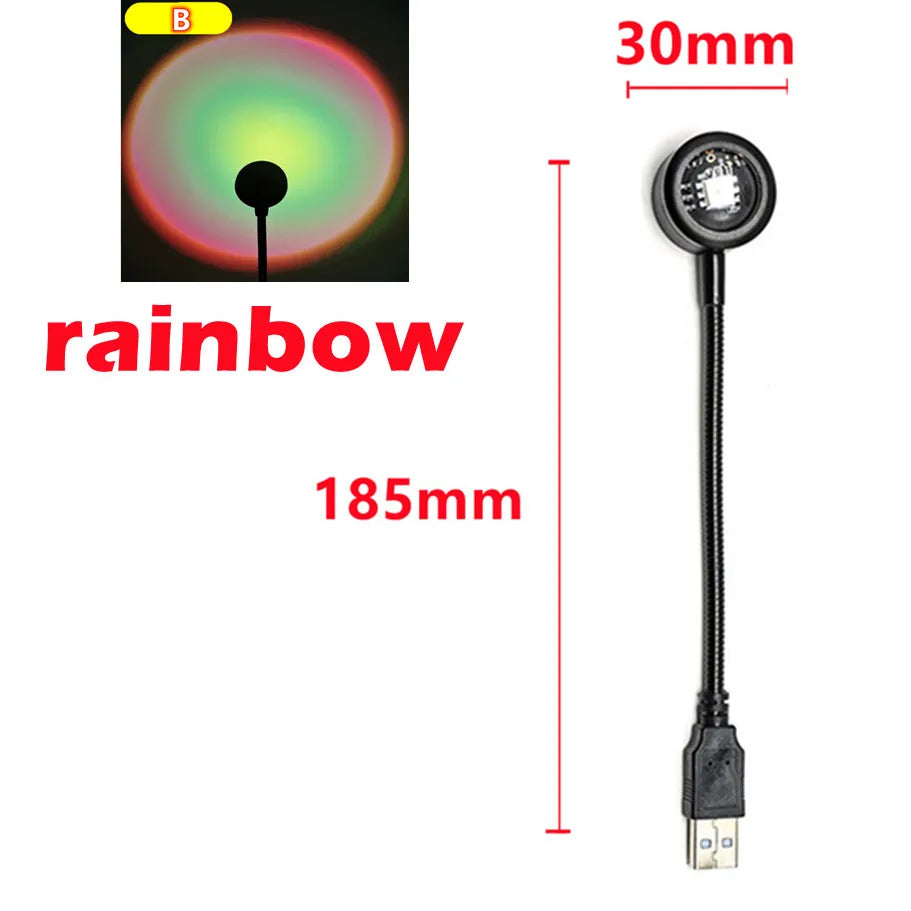 Led USB Sunset Lamp Projector Home Decor Night Light Portable Mood Light For Living Room Wall Photography Neon Lights