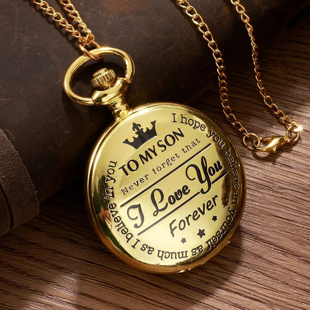 Antique Steampunk Vintage Roman Numerals Quartz Pocket Watch Gold Case Necklace Pendant Clock Chain Mens Women