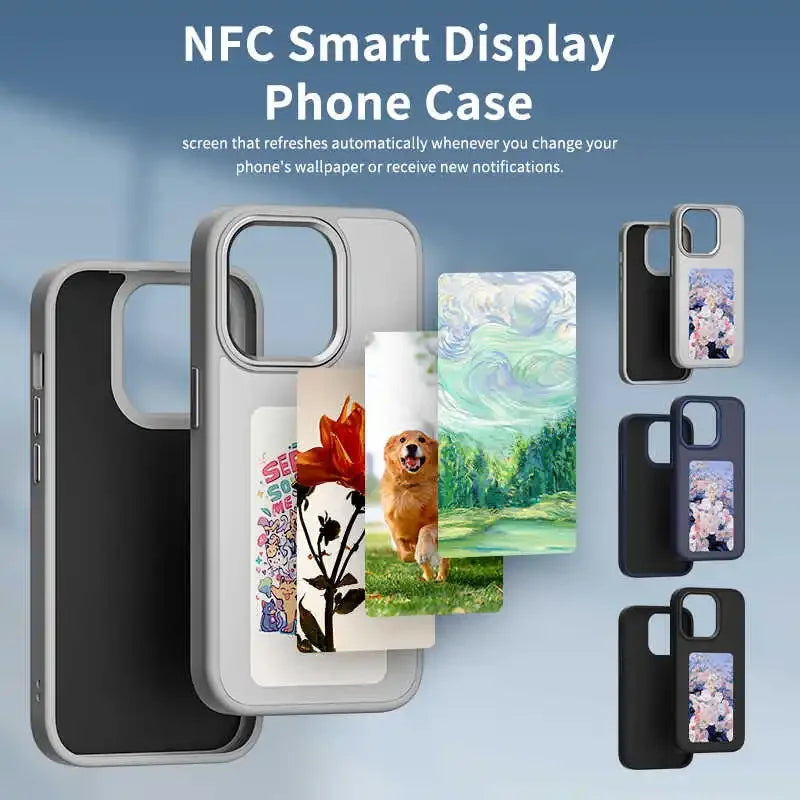 Screen Phone Case For Iphone 13 14 15 Pro Max Smart DIY Can Change Picture NFC refesh Phone Protective Cover Battery Free