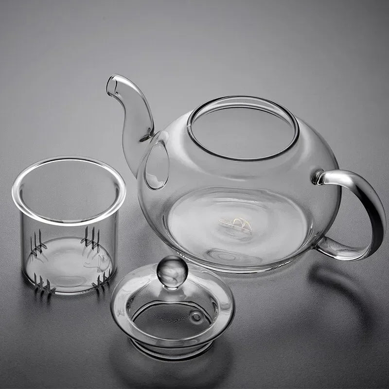 Heat-resistant Glass Household Transparent Teapot with Infuser Tea Leaf Herbal Coffee Pot Sets High Quality Jasmine Tea Teaware