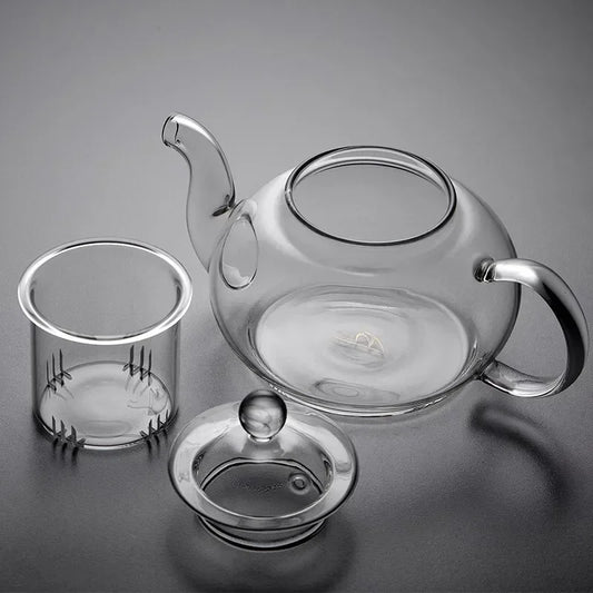 Heat-resistant Glass Household Transparent Teapot with Infuser Tea Leaf Herbal Coffee Pot Sets High Quality Jasmine Tea Teaware