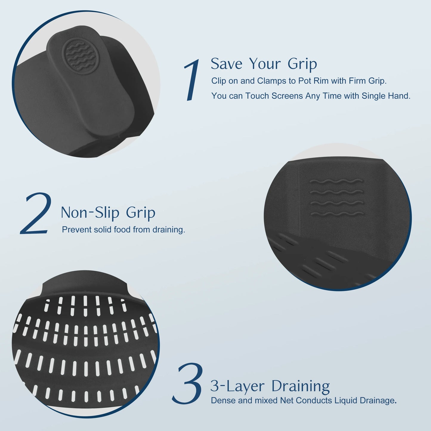 1pc, Strainer, Silicone Pot Strainer, Adjustable Silicone Clip on Strainer for Pots Pans & Bowls.
