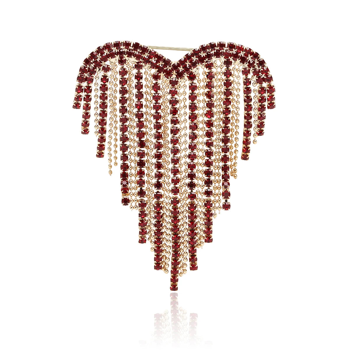 Trendy Shiny Tassel Love Brooches for Women Heart Pins Party Casual Lapel Pin Accessory Gift Multi-color Available