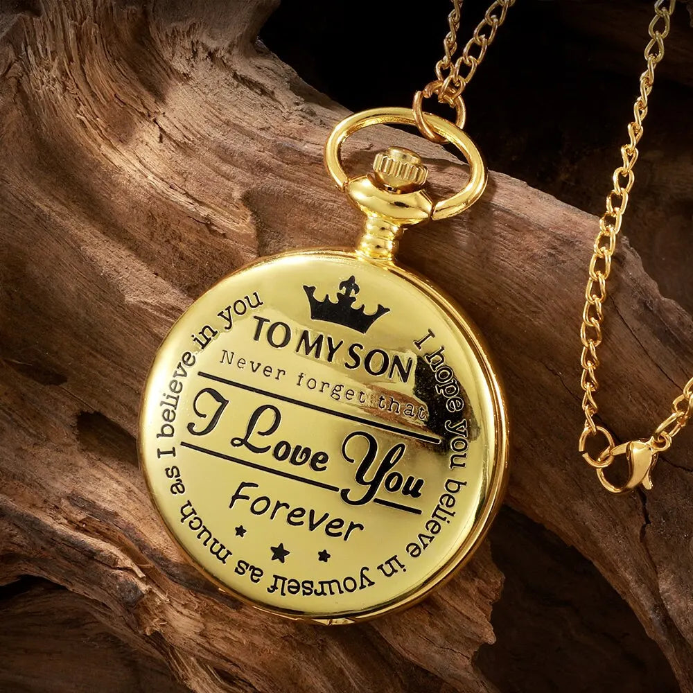 Antique Steampunk Vintage Roman Numerals Quartz Pocket Watch Gold Case Necklace Pendant Clock Chain Mens Women