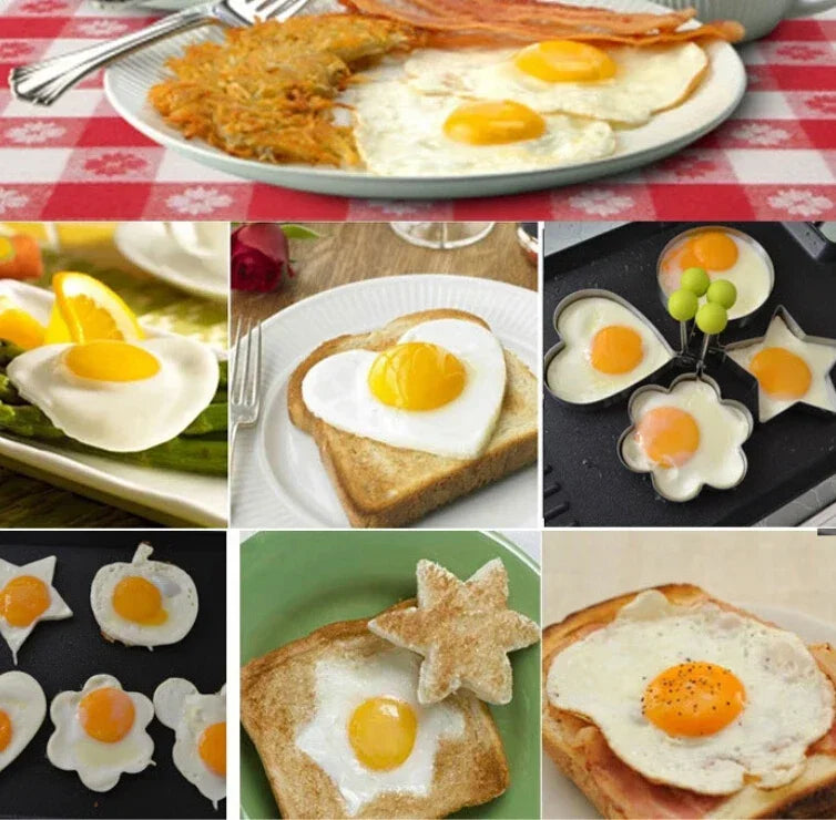 New Stainless Steel Fried Egg Mold Heart Pancake Maker Breakfast Baking Omelette Rings Cooking Tools Kitchen!!