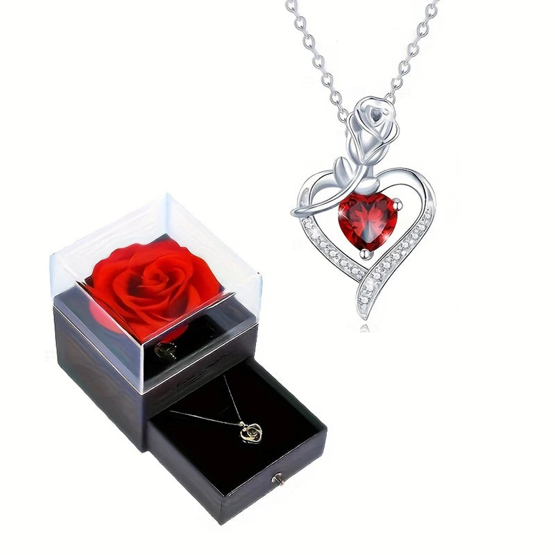 Luxury Red Zircon Heart Necklace