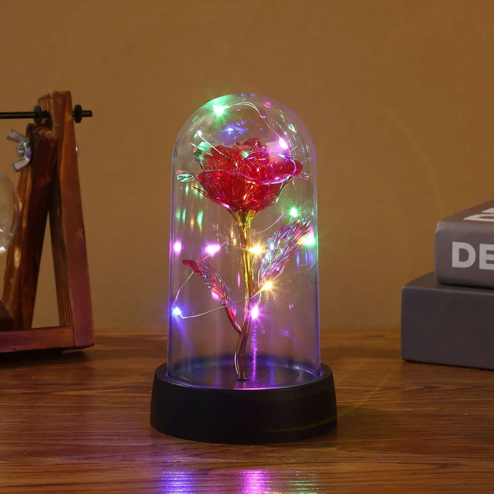 1pc Hot LED Enchanted Galaxy Rose Eternal Beauty Rose With Fairy Lights in Dome for Valentine's Day Wedding Party Mother's Day