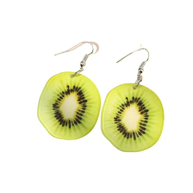 Trendy Summer Fruit Watermelon Kiwifruit Acrylic Earrings for Women Dangle Jewelry Ear Drop Exaggerated Party Decoration Gift